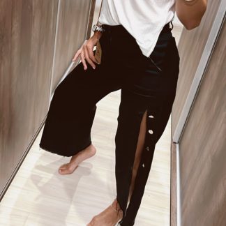 Wide Leg negro botones